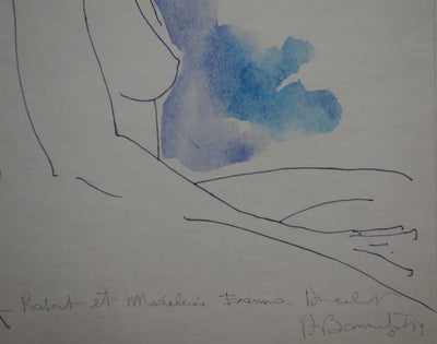 Alain BONNEFOIT : Nu de profil - Aquarelle (détail)