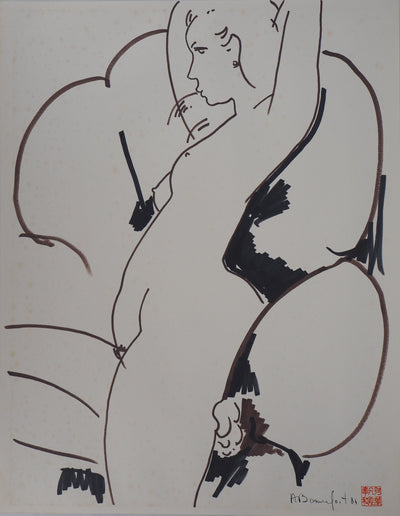 Alain BONNEFOIT : Nu dans le fauteuil design - Dessin