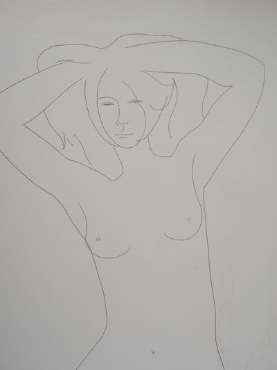 Alain BONNEFOIT : Nu prenant la pose - Gravure (détail)