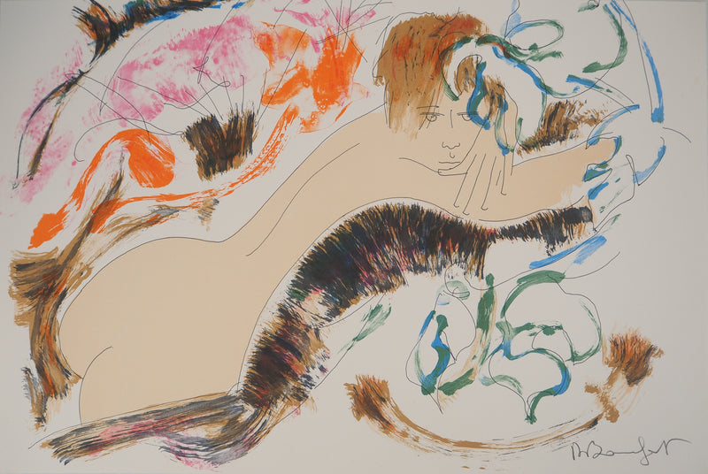 Alain BONNEFOIT : Nu au fond sauvage, 1993 - Lithographie