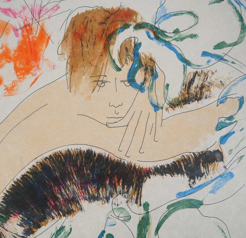Alain BONNEFOIT : Nu au fond sauvage, 1993 - Lithographie (détail)