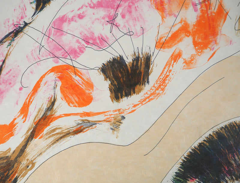 Alain BONNEFOIT : Nu au fond sauvage, 1993 - Lithographie (détail)
