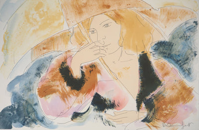 Alain BONNEFOIT : Modèle au parapluie, 1993 - Lithographie
