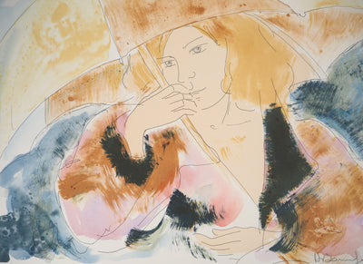 Alain BONNEFOIT : Modèle au parapluie, 1993 - Lithographie (détail)
