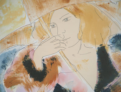 Alain BONNEFOIT : Modèle au parapluie, 1993 - Lithographie (détail)