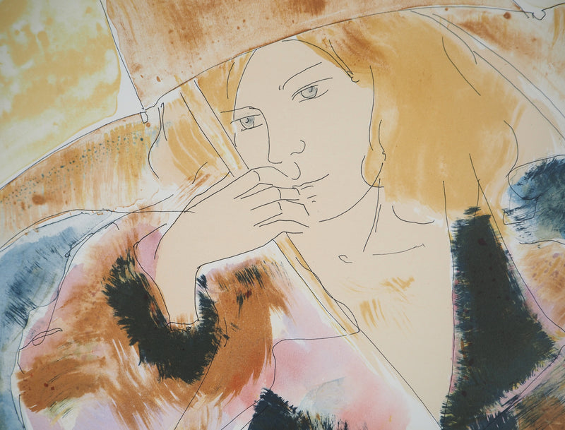 Alain BONNEFOIT : Modèle au parapluie, 1993 - Lithographie (détail)