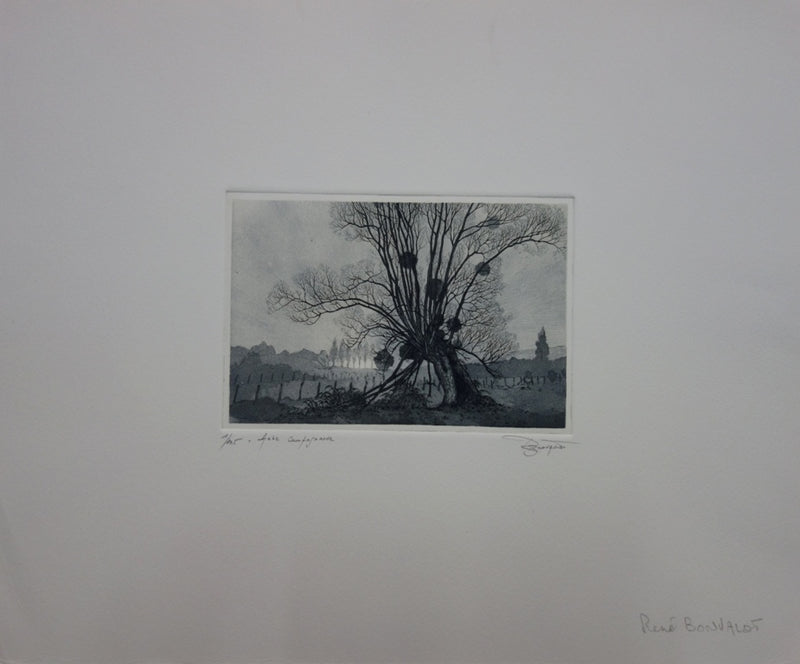 René BONVALOT : Aube campagnarde - Gravure (détail)