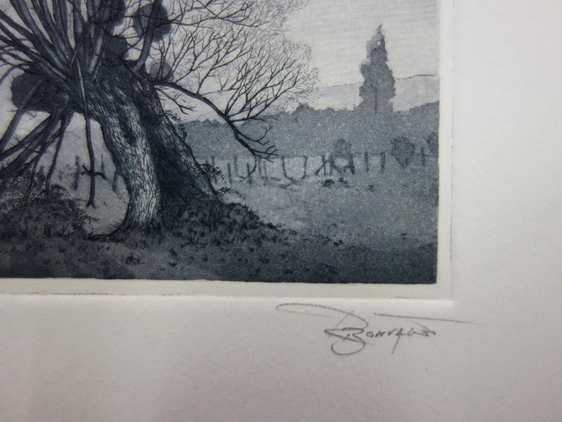 René BONVALOT : Aube campagnarde - Gravure (détail)