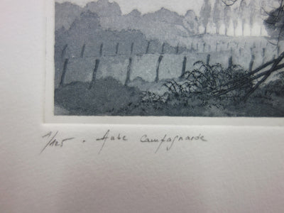 René BONVALOT : Aube campagnarde - Gravure (détail)
