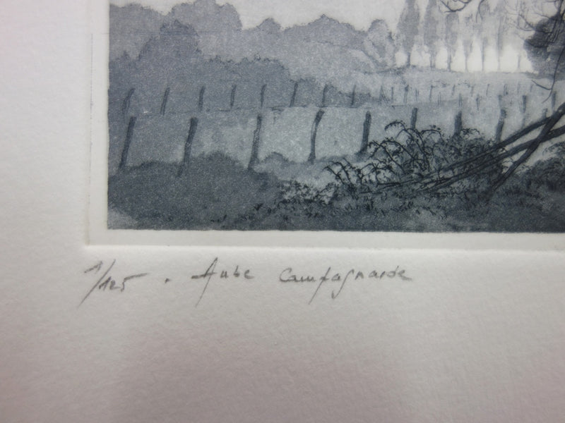 René BONVALOT : Aube campagnarde - Gravure (détail)