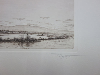 René BONVALOT : Paysage d'Afrique - Gravure (détail)