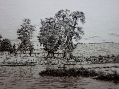 René BONVALOT : Paysage d'Afrique - Gravure (détail)