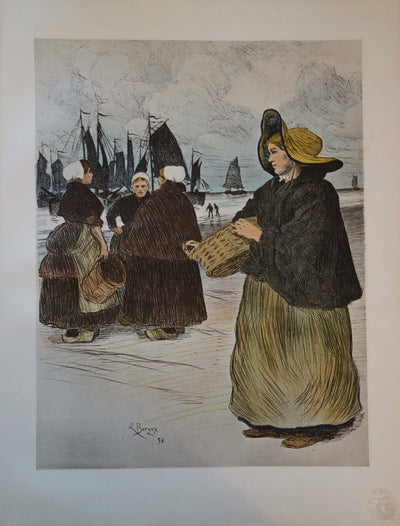 Louis BORGEX : Les Sardinières - Lithographie