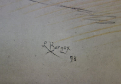 Louis BORGEX : Les Sardinières - Lithographie (détail)