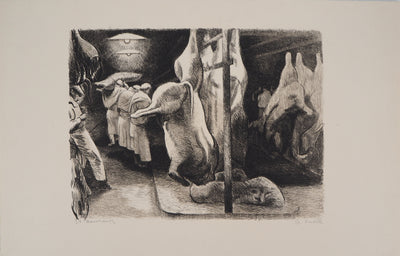 Etienne BOUCHAUD : L'abattoir - Gravure