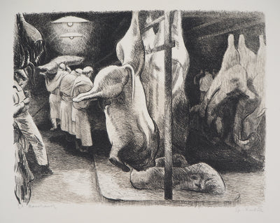 Etienne BOUCHAUD : L'abattoir - Gravure (détail)