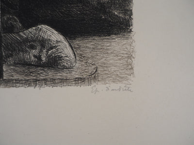 Etienne BOUCHAUD : L'abattoir - Gravure (détail)