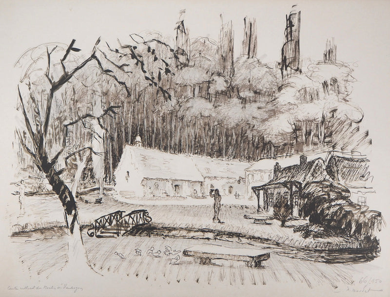 Pierre BOUDET : Le moulin de Vauboyen - Lithographie