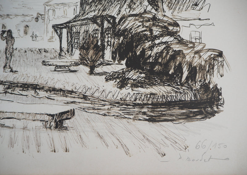 Pierre BOUDET : Le moulin de Vauboyen - Lithographie (détail)