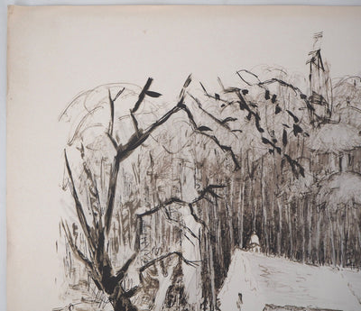 Pierre BOUDET : Le moulin de Vauboyen - Lithographie (détail)