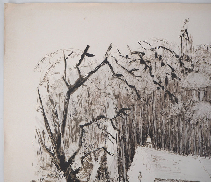 Pierre BOUDET : Le moulin de Vauboyen - Lithographie (détail)