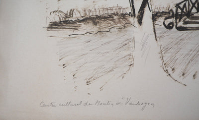 Pierre BOUDET : Le moulin de Vauboyen - Lithographie (détail)