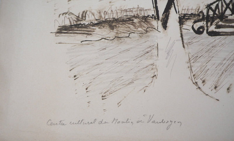 Pierre BOUDET : Le moulin de Vauboyen - Lithographie (détail)