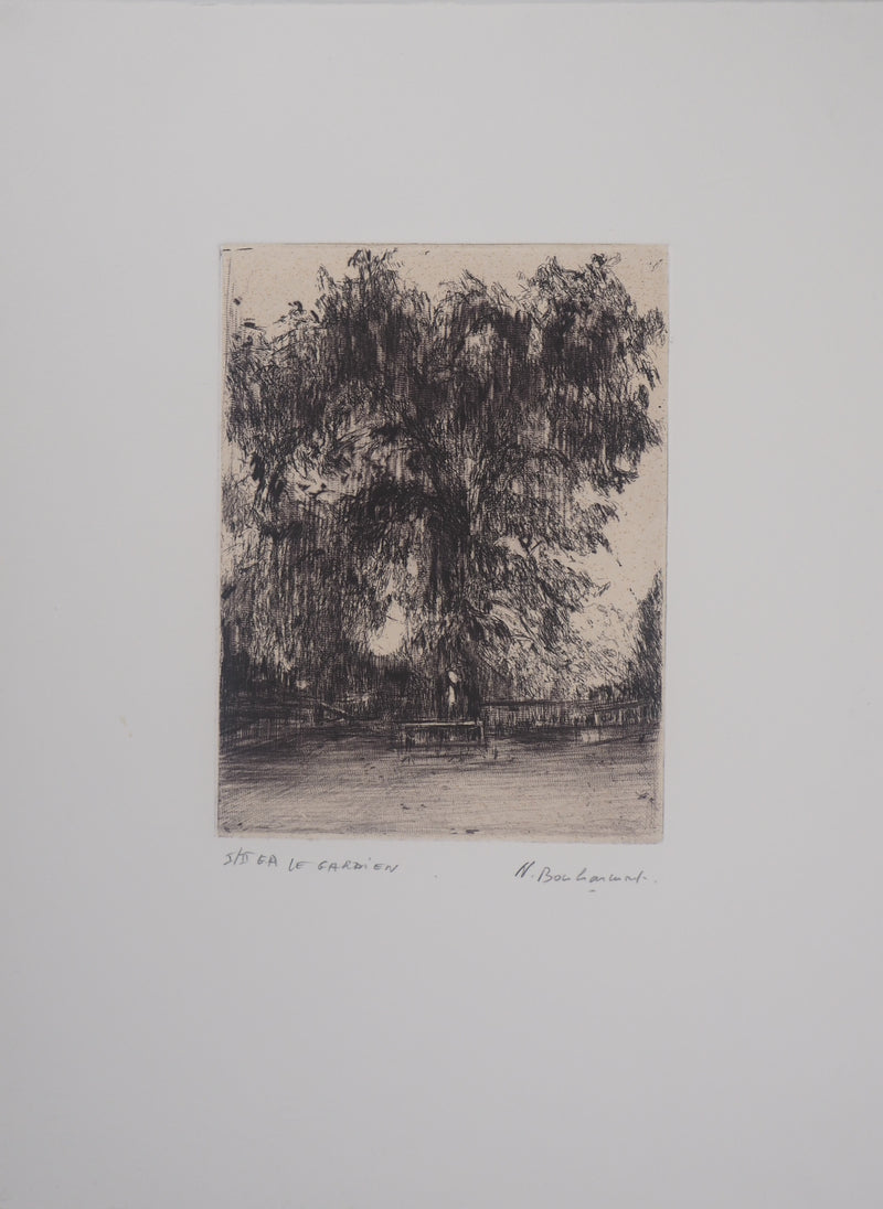 Nicole BOUHARMONT : Le Gardien  - Gravure (détail)