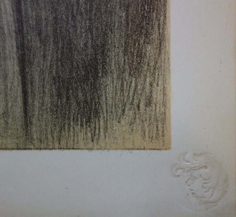 F. BOUISSET : Bouquetière - Lithographie (détail)
