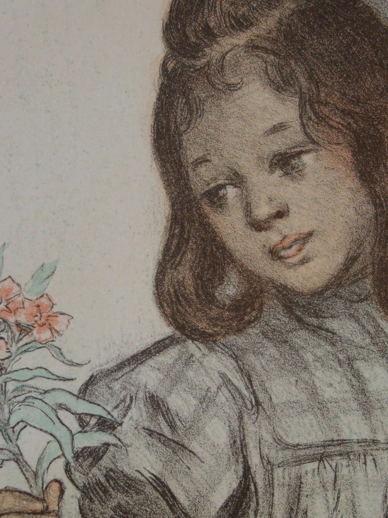 F. BOUISSET : Bouquetière - Lithographie (détail)