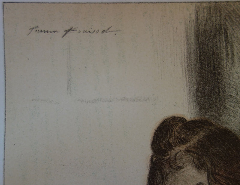 F. BOUISSET : Bouquetière - Lithographie (détail)