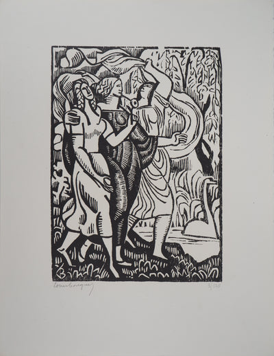 Louis BOUQUET : La promenade animée, 1921 - Gravure sur bois