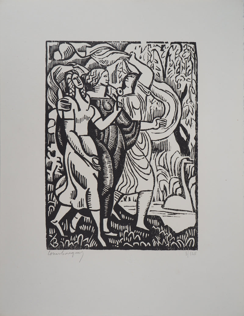 Louis BOUQUET : La promenade animée, 1921 - Gravure sur bois