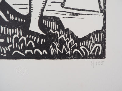 Louis BOUQUET : La promenade animée, 1921 - Gravure sur bois (détail)