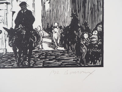 Paul Adrien BOUROUX : Corse, Rue à Bonifacio, 1926 - Gravure sur bois (détail)