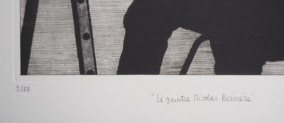 Louis BOURSIER : Le Peintre Nicolas Berinière - Gravure (détail)