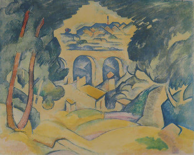 Georges BRAQUE : Hommage à Cézanne : le Viaduc de l'Estaque, Gravure originale (photo de détail 4) - Crédit photo : Galerie Art.Paris