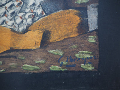 Georges BRAQUE : Nature morte au verre et à la pipe, 1959 - Gravure (détail)