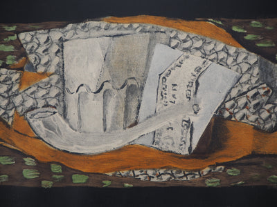 Georges BRAQUE : Nature morte au verre et à la pipe, 1959 - Gravure (détail)