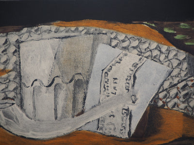 Georges BRAQUE : Nature morte au verre et à la pipe, 1959 - Gravure (détail)