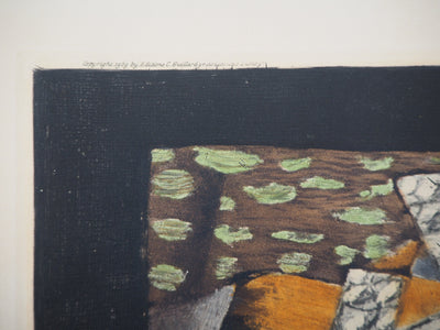 Georges BRAQUE : Nature morte au verre et à la pipe, 1959 - Gravure (détail)
