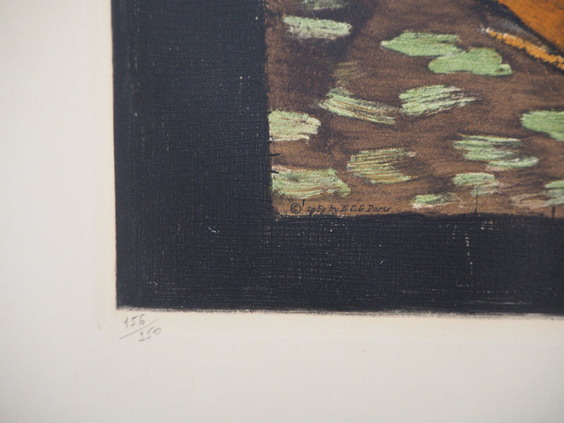 Georges BRAQUE : Nature morte au verre et à la pipe, 1959 - Gravure (détail)