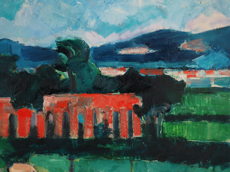 André BRASILIER : Italie, Paysage Champêtre, Tableau original (photo de détail 6) - Crédit photo : Galerie Art.Paris