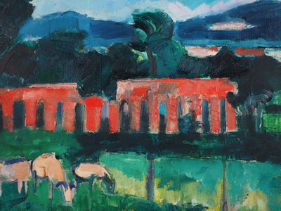 André BRASILIER : Italie, Paysage Champêtre, Tableau original (photo de détail 7) - Crédit photo : Galerie Art.Paris