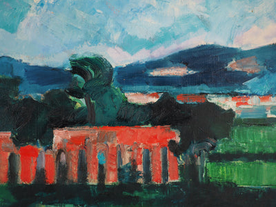 André BRASILIER : Italie, Paysage Champêtre, Tableau original (photo de détail 8) - Crédit photo : Galerie Art.Paris