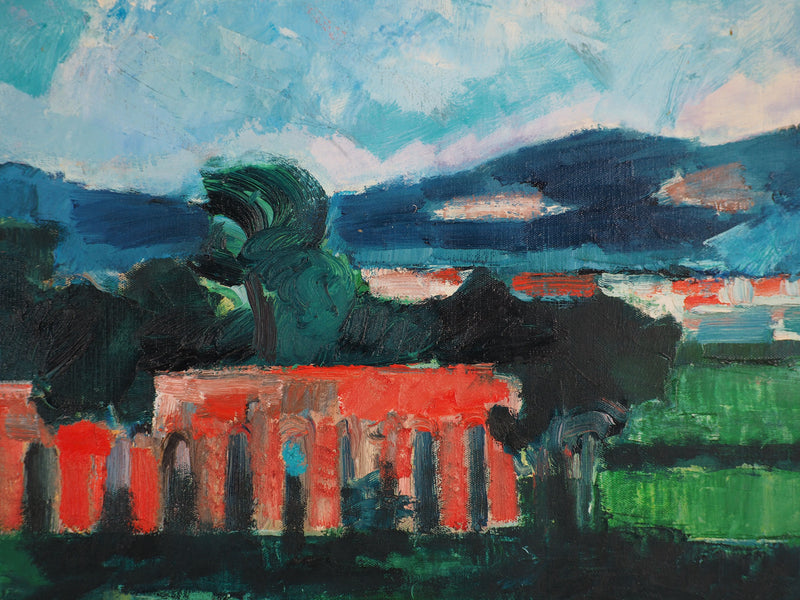 André BRASILIER : Italie, Paysage Champêtre, Tableau original (photo de détail 8) - Crédit photo : Galerie Art.Paris