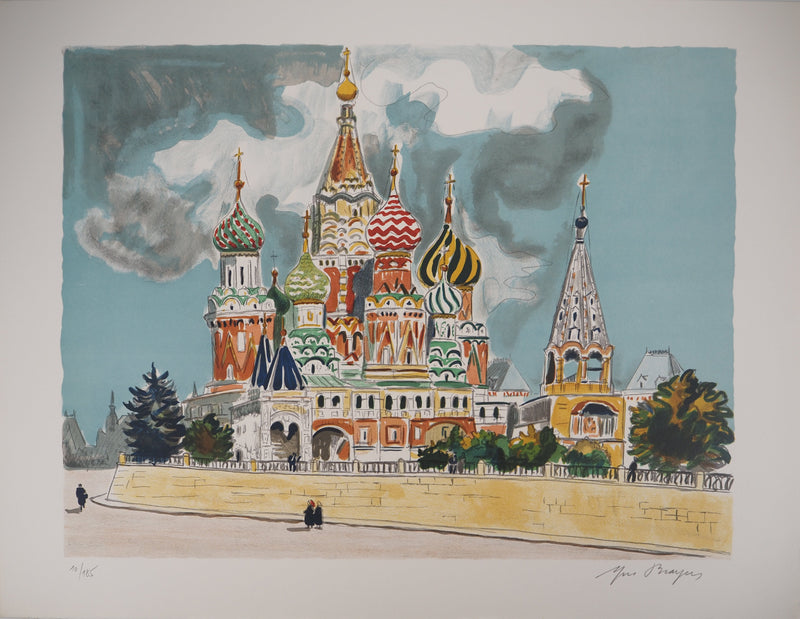 Yves BRAYER : La Basilique de Basile le Bienheureux, 1976 - Lithographie