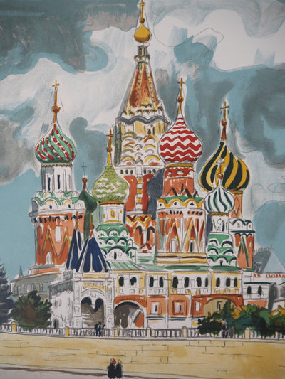 Yves BRAYER : La Basilique de Basile le Bienheureux, 1976 - Lithographie (détail)