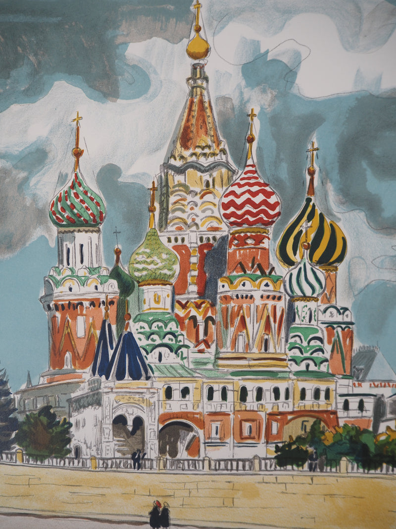 Yves BRAYER : La Basilique de Basile le Bienheureux, 1976 - Lithographie (détail)