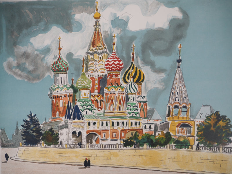 Yves BRAYER : La Basilique de Basile le Bienheureux, 1976 - Lithographie (détail)